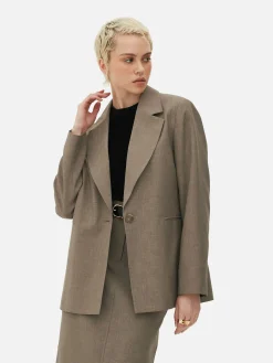 Blazer Um Botão Coordenado Largo