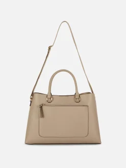 Bolsa Tote Imitação Pele Bolso Fecho Correr