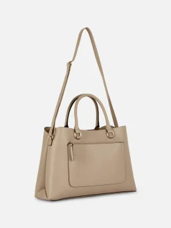 Bolsa Tote Imitação Pele Bolso Fecho Correr