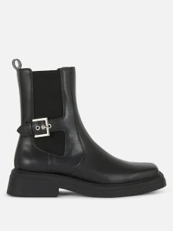 Bota SChelsea Imitação Pele Biqueira Quadrada
