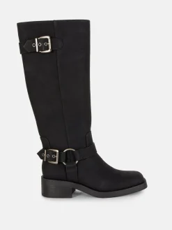 Botas Estilo Motard Biqueira Quadrada