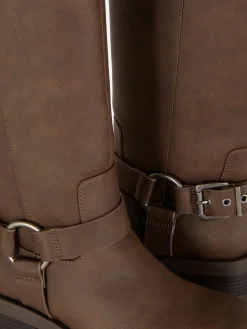 Botas Estilo Motard Biqueira Quadrada