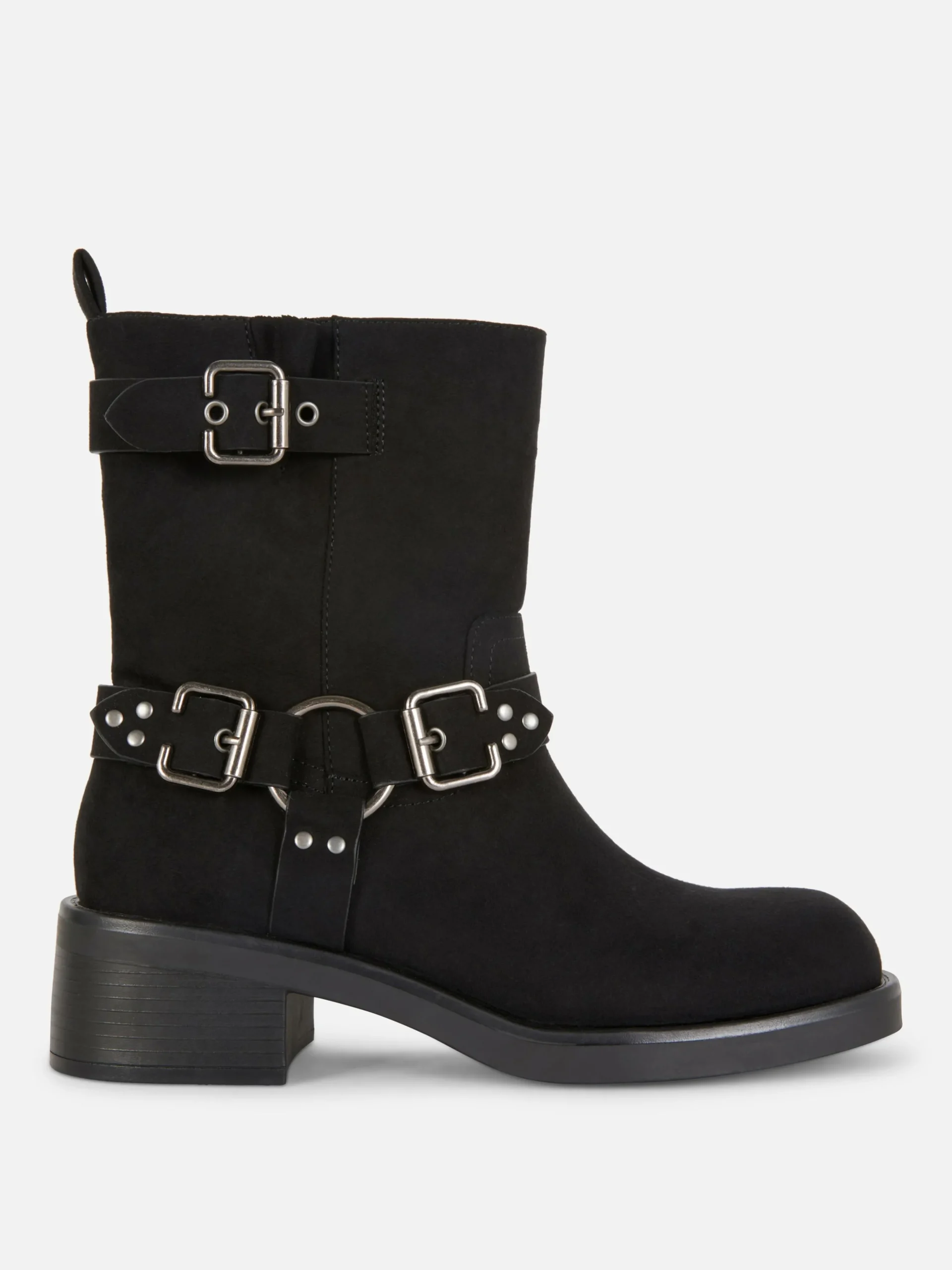 Botas Estilo Motard Imitação Camurça
