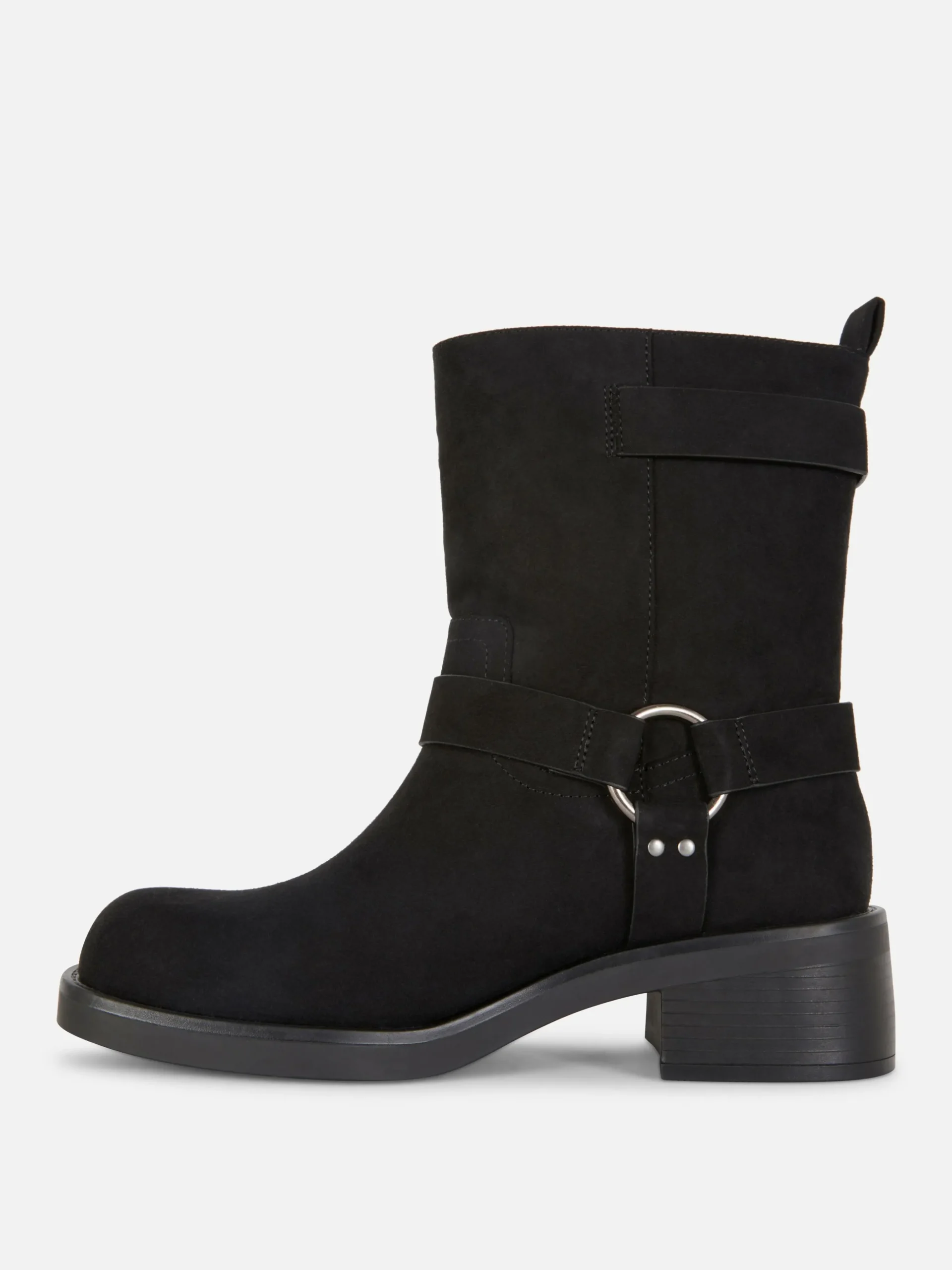 Botas Estilo Motard Imitação Camurça