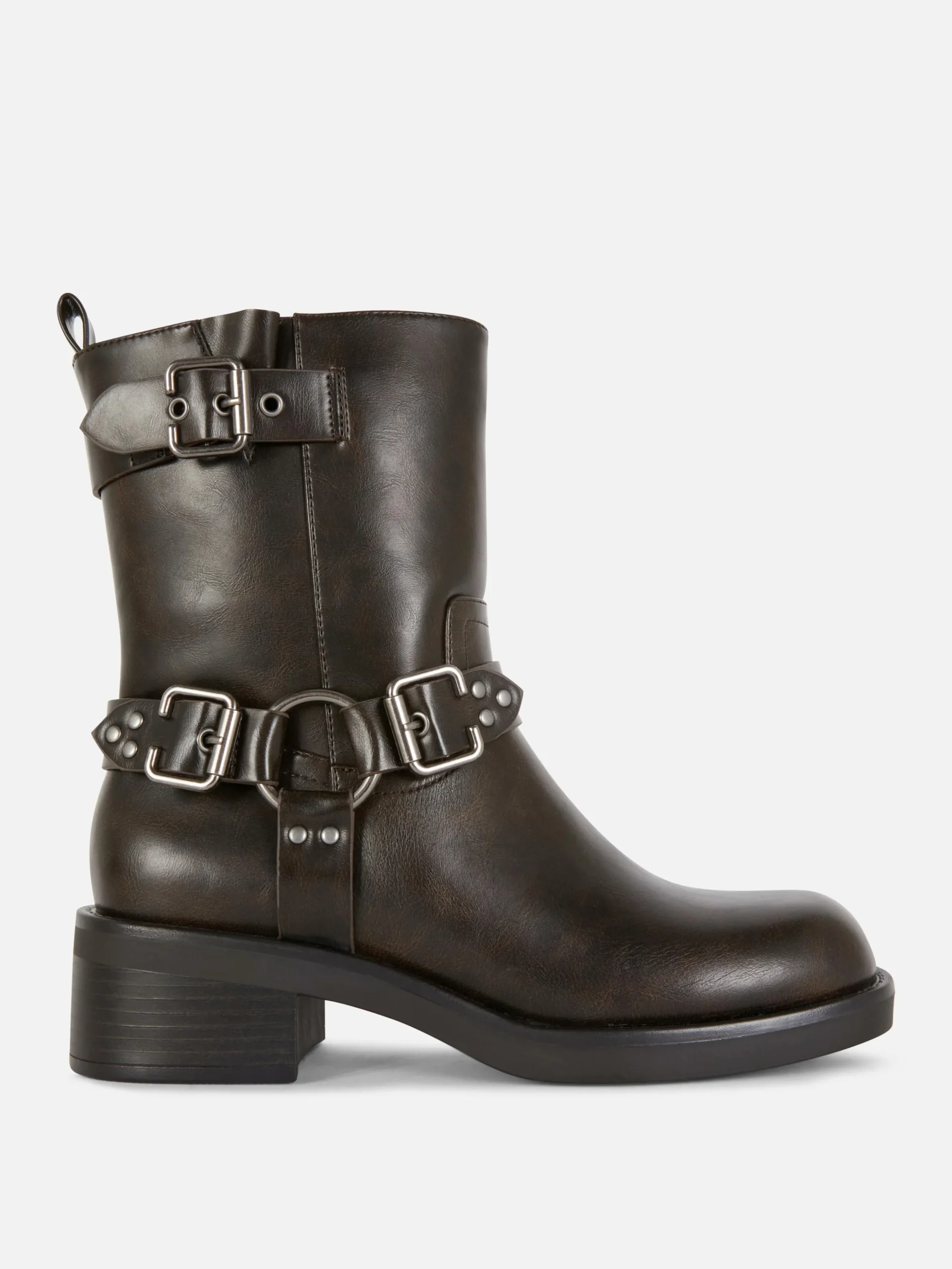 Botas Estilo Motard Imitação Pele