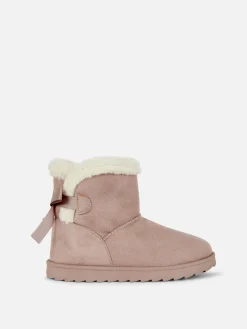 Botas Forro Pelúcia Laço Atrás