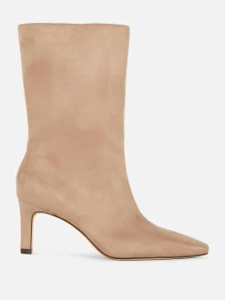 Botas Salto Agulha Imitação Camurça