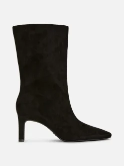 Botas Salto Agulha Imitação Camurça