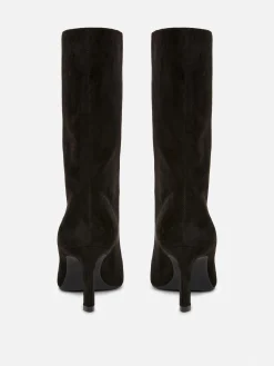 Botas Salto Agulha Imitação Camurça
