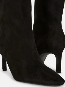 Botas Salto Agulha Imitação Camurça