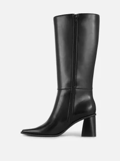 Botas Salto Cano Alto Imitação Pele
