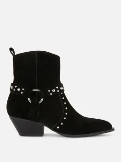 Botins Imitação Camurça Tachas Rita Ora