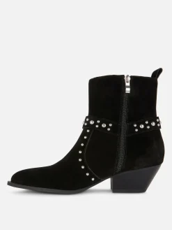 Botins Imitação Camurça Tachas Rita Ora