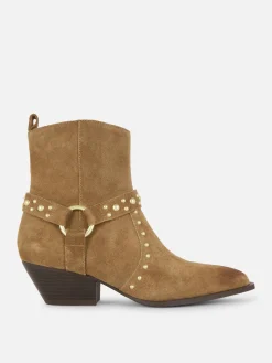 Botins Imitação Camurça Tachas Rita Ora