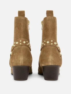 Botins Imitação Camurça Tachas Rita Ora