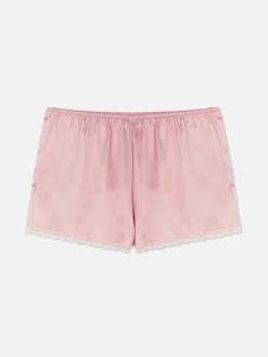 Calções Pijama Cetim Rebordo Em Renda