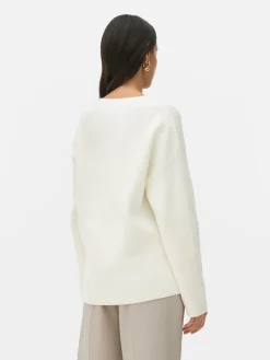 Camisola Gola Redonda Detalhe Botão