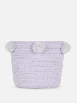 Cesto Entrançado Detalhe Pompom