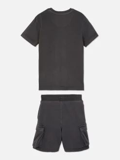 Conj. Coordenado T-shirt/calções Cargo Para Criança