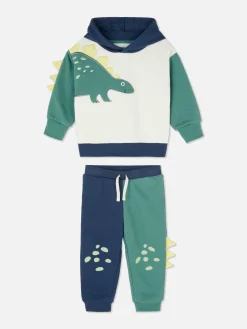 Conjunto Coordenado Camisola Capuz/calças Treino Dinossauro
