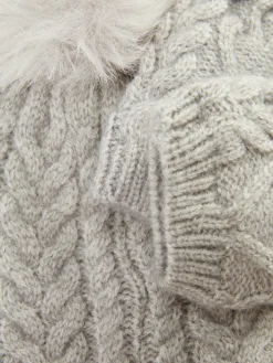 Conjunto Gorro/luvas S/dedos Malha Entrançada