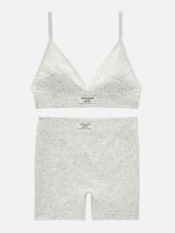 Conjunto Lounge Sutiã Bralette/calções Canelados