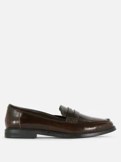 Loafers Ranhura Imitação Pele