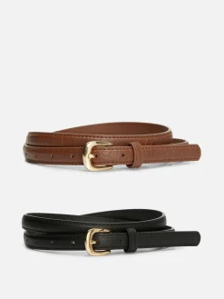 Pack 2 Cintos Skinny Imitação Pele