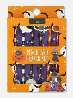 Pack 6 Lápis/borrachas Halloween