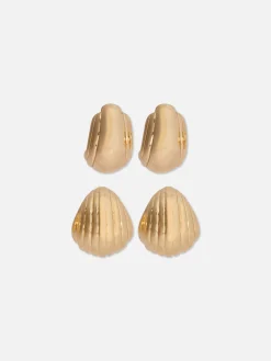 Pack 2 Pares Argolas Forma Concha Rita Ora
