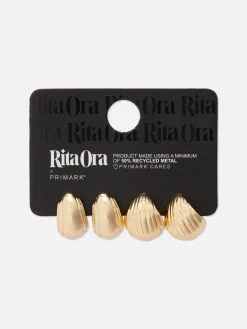Pack 2 Pares Argolas Forma Concha Rita Ora