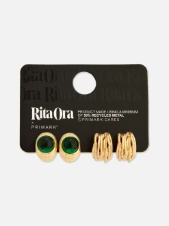 Pack 2 Pares Argolas Texturadas Rita Ora