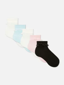 Pack 5 Pares Meias Acabamento Folhos