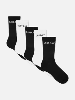 Pack 5 Pares Meias Cano Médio Slogan Ginásio