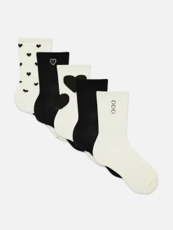 Pack 5 Pares Meias Cano Médio Coração