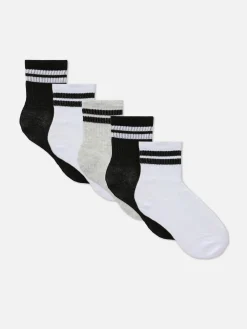 Pack 5 Pares Meias Cano Médio Desporto Punho Riscas