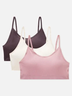 Pack 3 Sutiãs Bralette Curtos Canelados