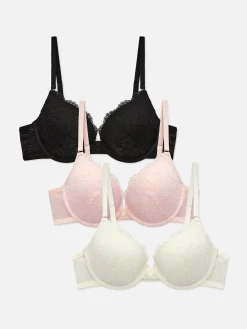 Pack 3 Sutiãs Push-up Almofadados Renda