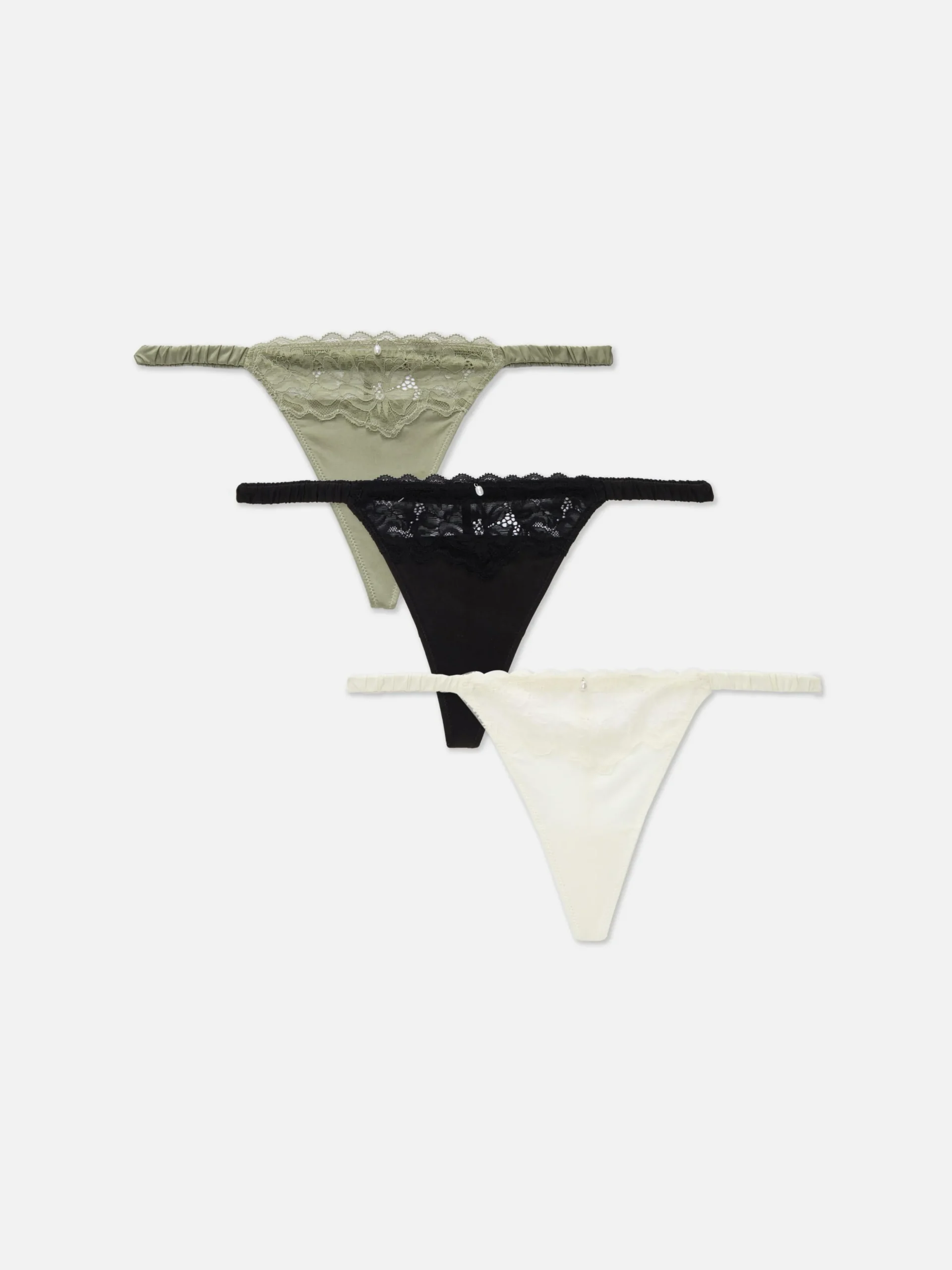Pack 3 Tangas Lateral Franzida Rebordo Renda