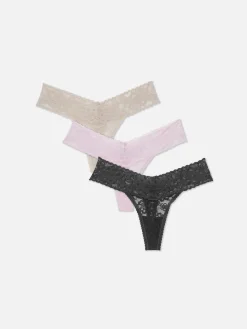 Pack 3 Tangas Renda Padrão Floral Tonais