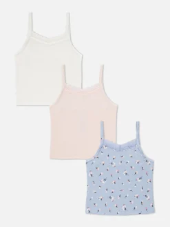 Pack 3 Tops Alças Canelados Rebordo Renda