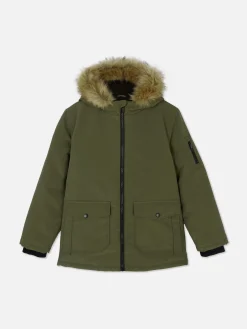 Parka Capuz Imitação Pelo