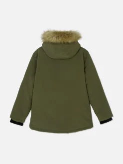 Parka Capuz Imitação Pelo