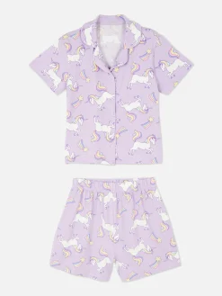 Pijama Camisa/calções Unicórnio