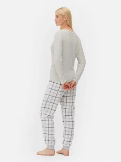 Pijama Camisola Manga Comprida/calças Xadrez