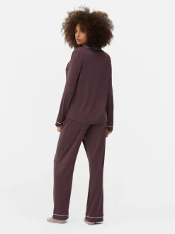 Pijama Manga Comprida Malha Estilo Boyfriend