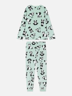 Pijama Manga Comprida Veludo Panda