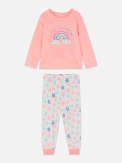 Pijama Manga Comprida Veludo Arco-íris