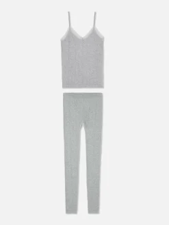 Pijama Top Alças Malha Entrançada