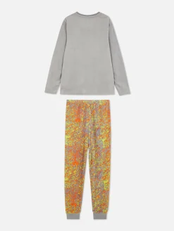 Pijama Veludo Crânio E Respingos De Tinta